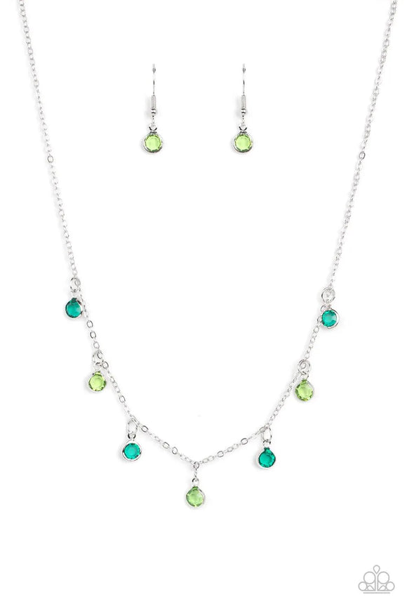Carefree Charmer - Green Paparazzi Necklace All Eyes On U Jewelry 