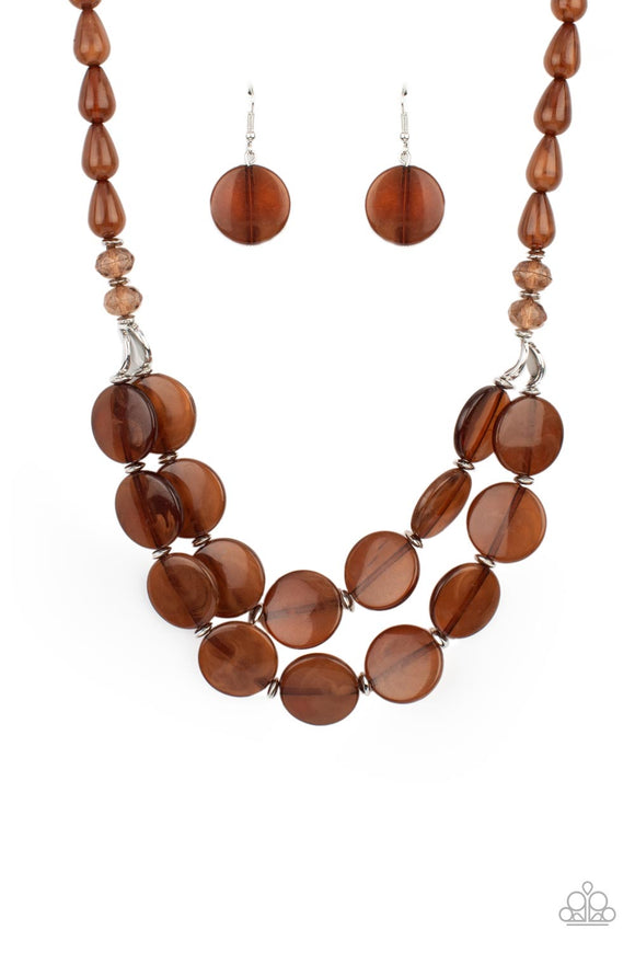 Beach Day Demure - Brown Paparazzi Necklace All Eyes On U Jewelry