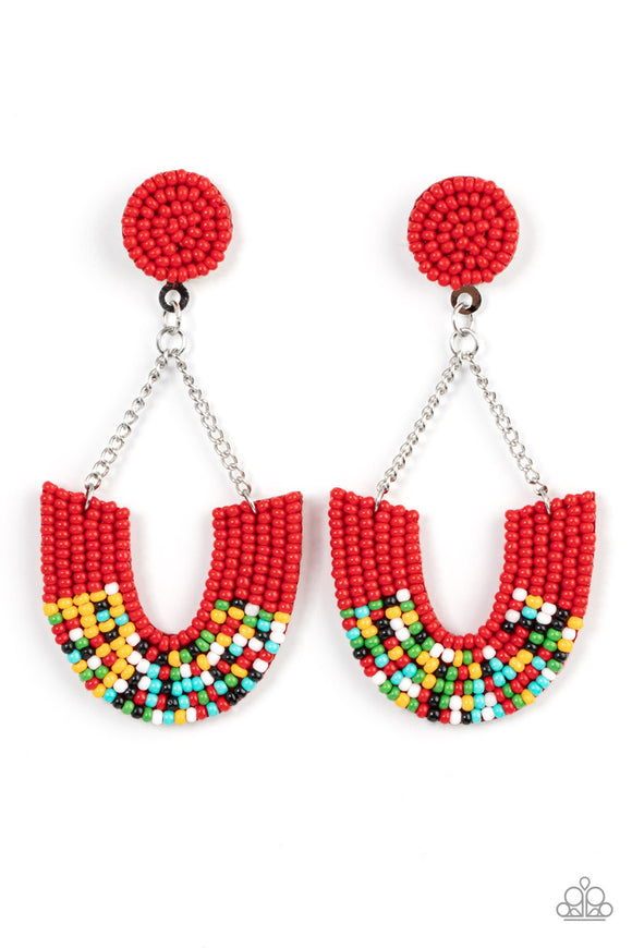 Make it RAINBOW - Red Paparazzi Earrings All Eyes On U Jewelry