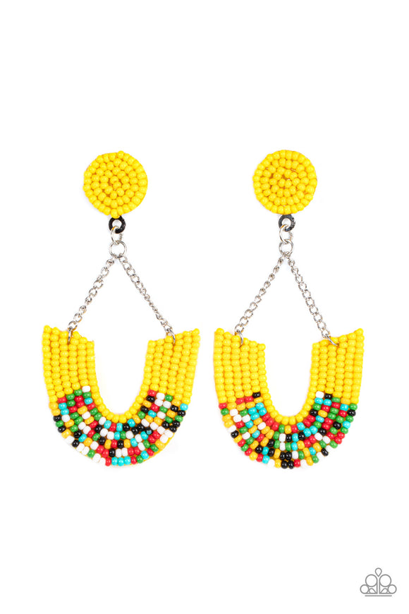 Make it RAINBOW - Yellow Paparazzi Earrings All Eyes On U Jewelry