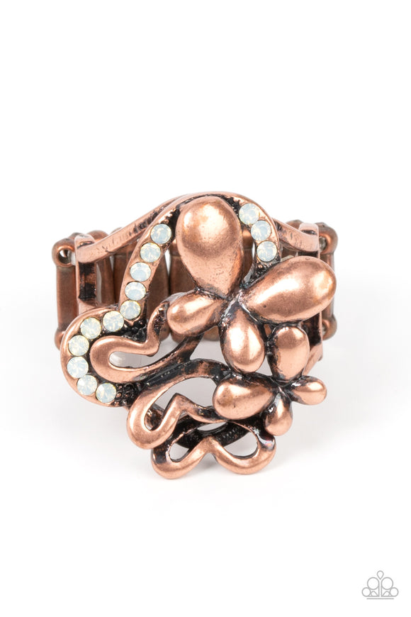 Fluttering Flashback - Copper Paparazzi Ring All Eyes On U Jewelry