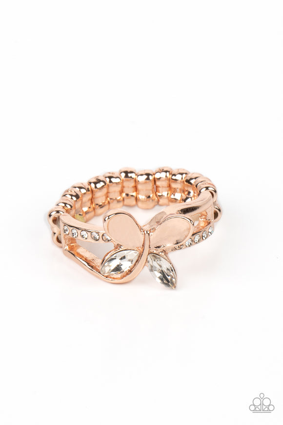 Fetching Flutter - Rose Gold Paparazzi Ring All Eyes On U Jewelry