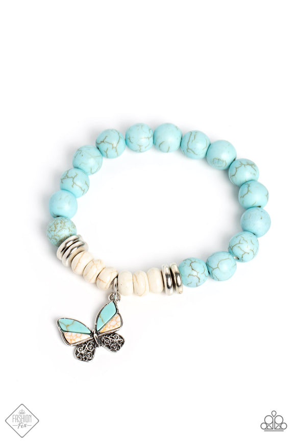 Bold Butterfly - Blue Paparazzi Bracelet All Eyes On U Jewelry 