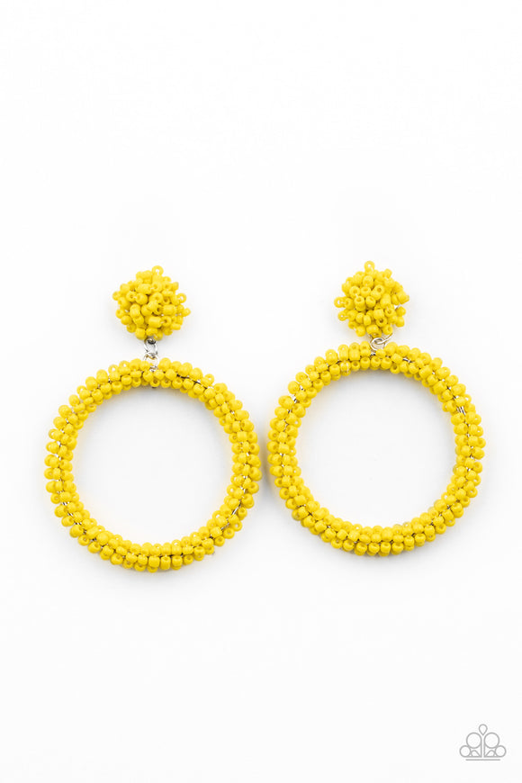 Be All You Can BEAD Yellow Paparazzi Earrings All Eyes On U Jewelry 