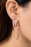 Pull OVAL! - Copper Paparazzi Earrings