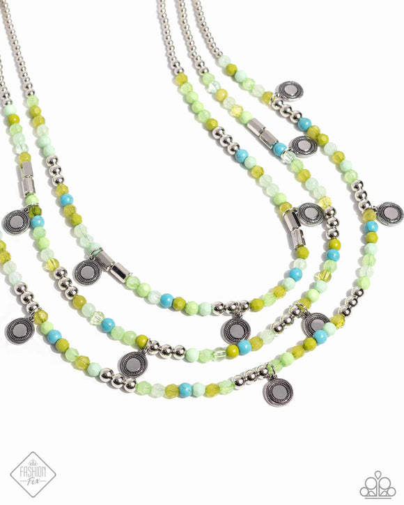 Piquant Pattern - Green Paparazzi Necklace