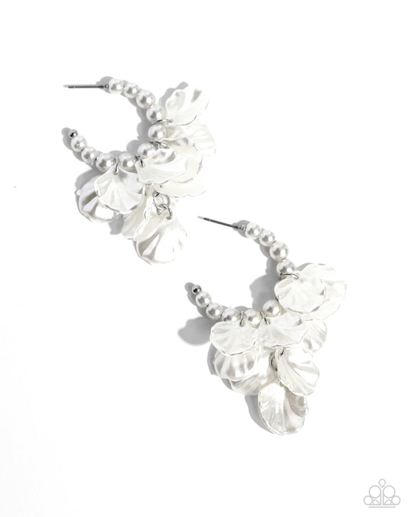 Frilly Feature - White Paparazzi Earrings