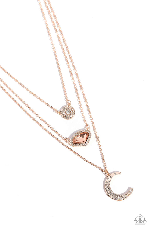 Lunar Lineup - Rose Gold Paparazzi Necklace All Eyes On U Jewelry