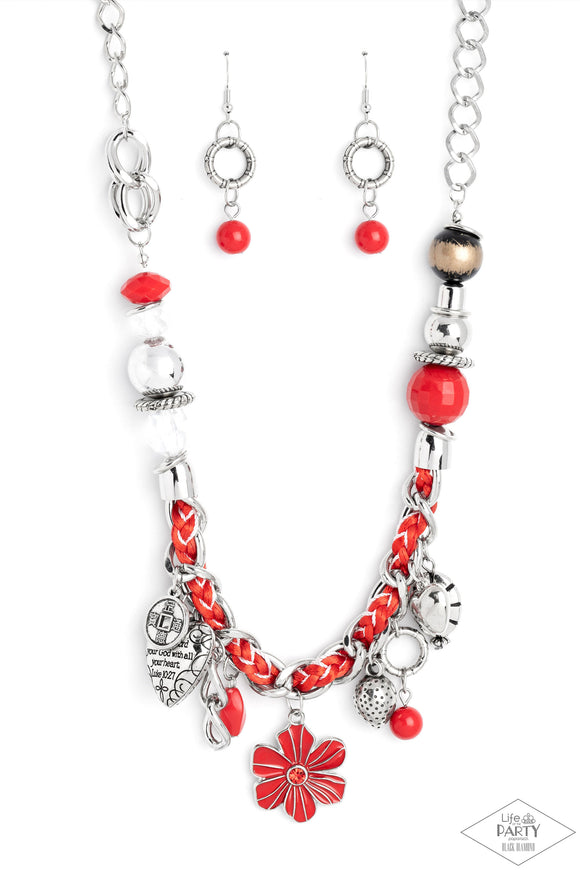 Charmed, I Am Sure - Red Paparazzi Necklace All Eyes On U Jewelry