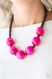 Oh My Miami Pink Wooden Paparazzi Necklace