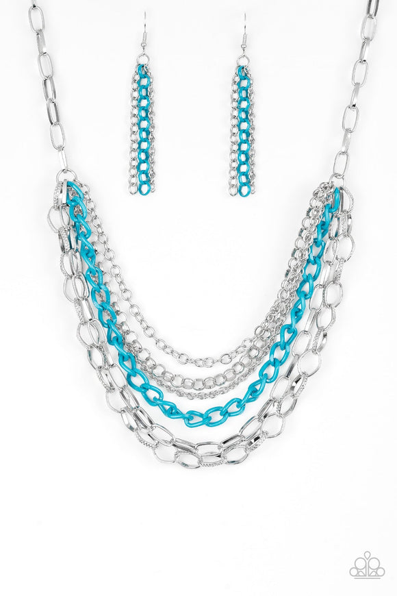 Paparazzi Blue Chain Necklace-Color Bomb All Eyes On U Jewelry