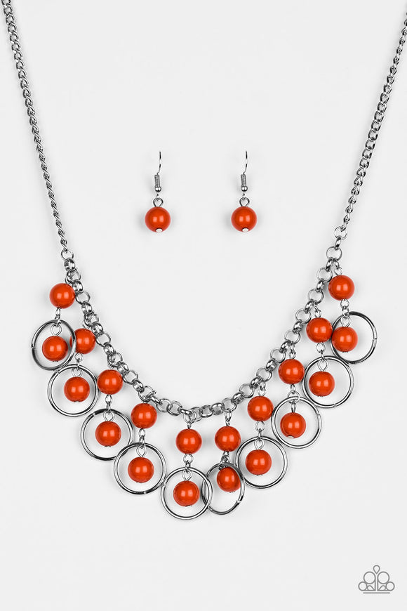 Paparazzi Necklace-Really Rococo - Orange All Eyes On U Jewelry