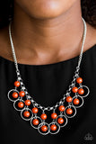 Paparazzi Necklace-Really Rococo - Orange All Eyes On U Jewelry