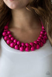 Paparazzi Wooden Necklace-Caribbean Covergirl-Pink All Eyes On U Jewel