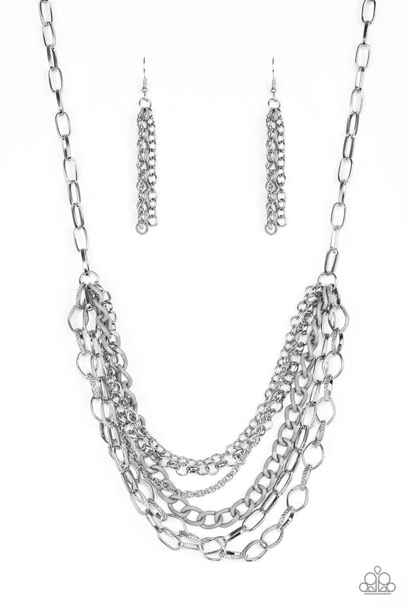 Paparazzi Silver Chain Necklace-Color Bomb All Eyes On U Jewelry
