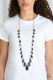 GLOW And Steady Wins The Race Black Paparazzi Necklace