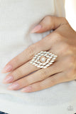 Incandescently Irresistible Rose Gold Paparazzi Ring All Eyes On U