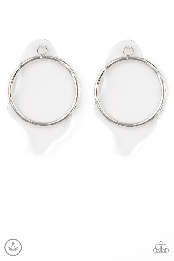 Clear The Way! White Paparazzi Earrings All Eyes On U Jewelry 