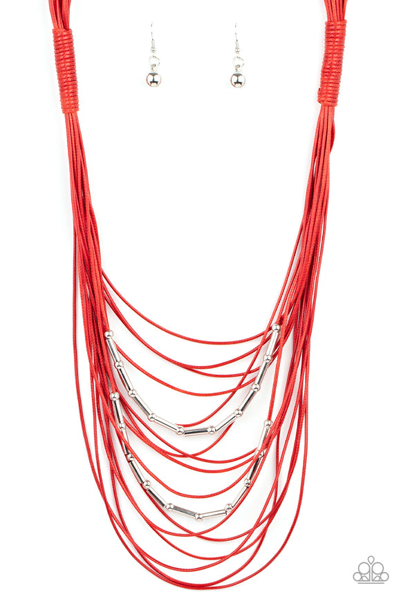 Nice CORD-ination - Red Paparazzi Necklace All Eyes On U