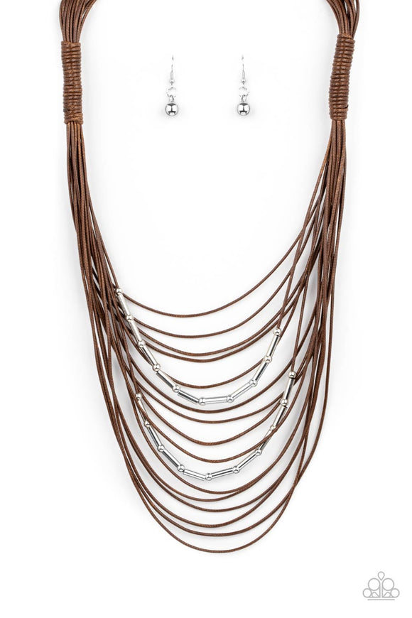 Nice CORD-ination - Brown Paparazzi Necklace All Eyes On U Jewelry