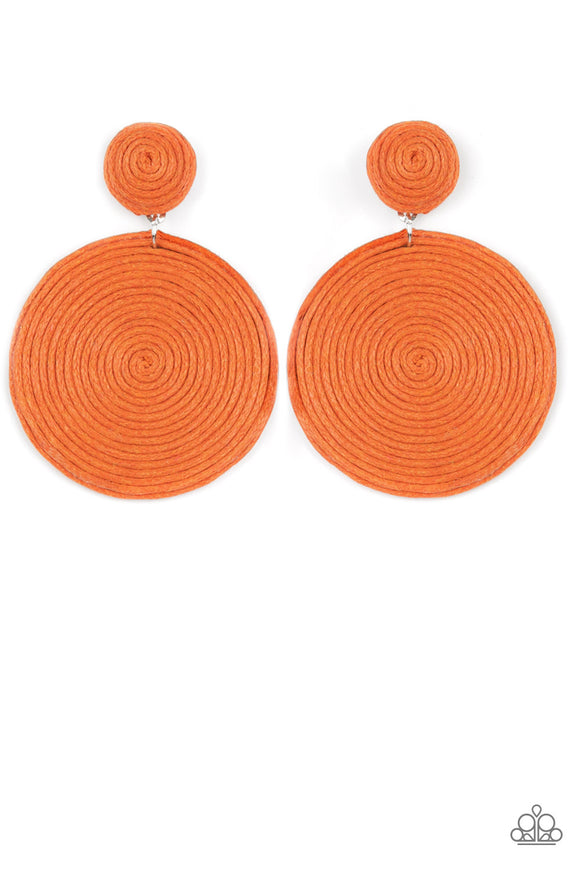 Circulate The Room - Orange Paparazzi Earrings All Eyes On U Jewelry
