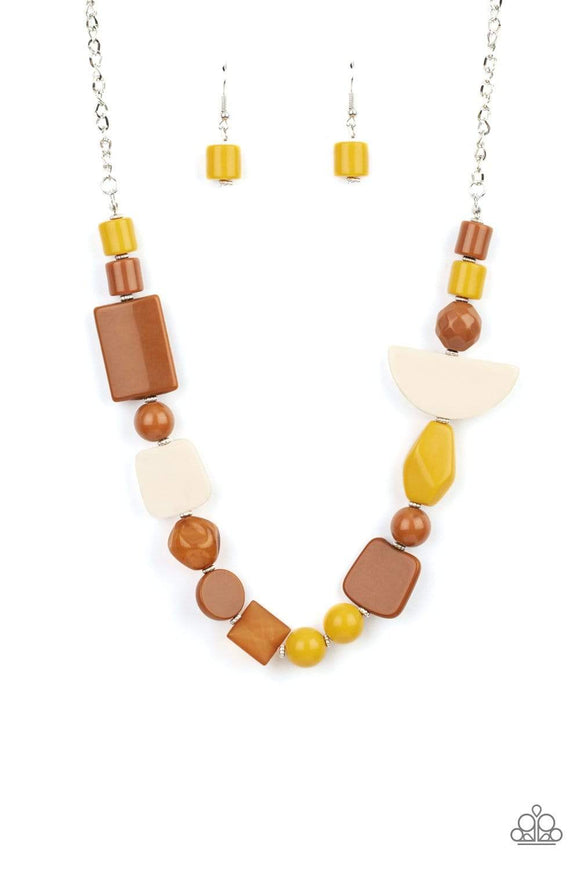 Tranquil Trendsetter Yellow Paparazzi Necklace All Eyes On U Jewelry 