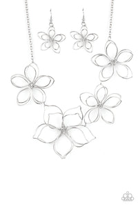 Paparazzi Silver Necklace-Flower Garden Fashionista - Silver All Eyes 