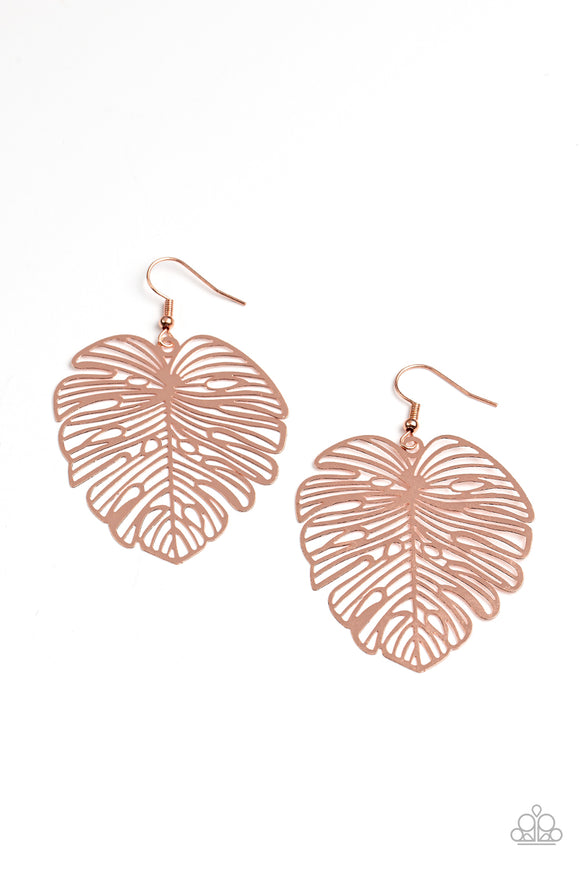 Palm Palmistry - Copper Paparazzi Earrings All Eyes On U Jewelry