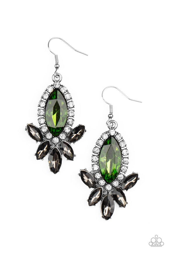 Paparazzi Earrings-Serving Up Sparkle Green All Eyes On U Jewelry