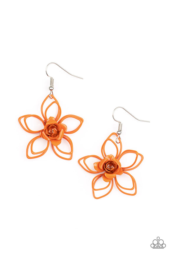 Botanical Bonanza - Orange Paparazzi Earring All Eyes On U Jewelry 