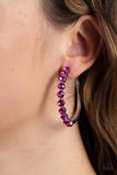 Paparazzi Pink Rhinestone Earrings-Photo Finish All Eyes On U Jewelry