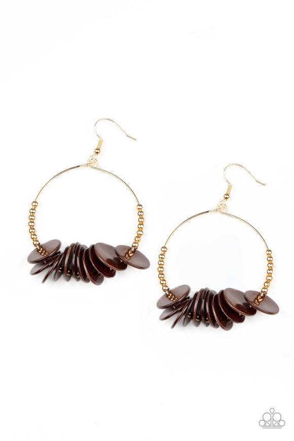 Caribbean Cocktail - Brown Paparazzi Earrings All Eyes On U Jewelry