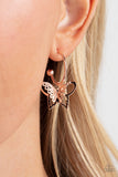 Paparazzi Earrings-Butterfly Freestyle - Rose Gold All Eyes On U Jewel