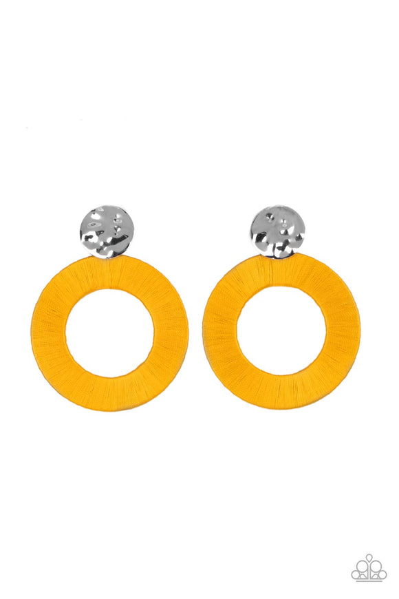 Strategically Sassy - Yellow Paparazzi Earrings All Eyes On U Jewelry