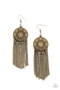 Fringe Control - Brass Paparazzi Earrings All Eyes On U Jewelry Store