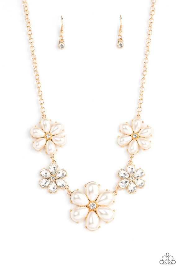 Paparazzi Necklace - Fiercely Flowering - Gold All Eyes On U Jewelry
