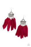 Plume Paradise - Red Paparazzi Earrings All Eyes On U Jewelry
