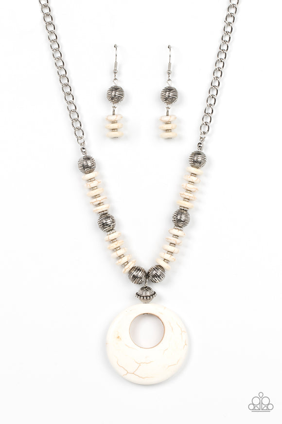 Oasis Goddess - White Paparazzi Necklace All Eyes On U Jewelry