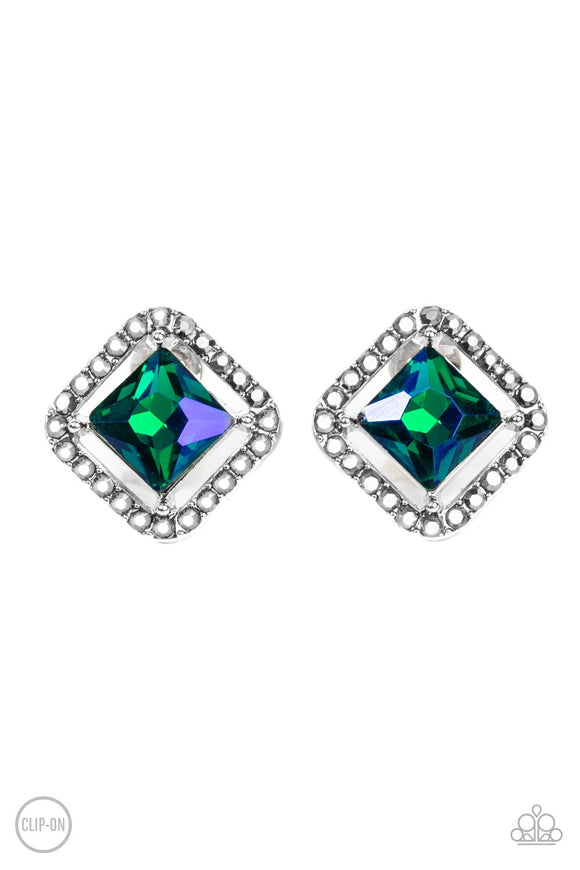 Cosmic Catwalk - Green Paparazzi Earrings All Eyes On U Jewelry
