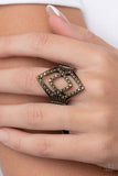 Diamond Duet - Brass lPalparazzi Rings All Eyes On U Jewelry