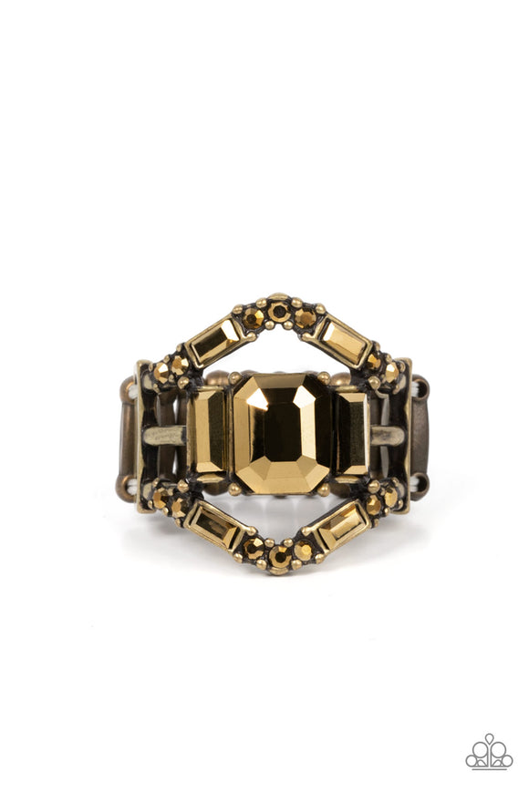 Jazzy Jewels - Brass Paparazzi Ring All Eyes On U Jewelry 