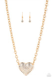 Heartbreakingly Blingy - Gold Paparazzi Necklace All Eyes On U Jewelry