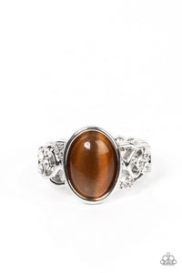 Crystals and Cats Eye - Brown Paparazzi Ring All Eyes On U Jewelry