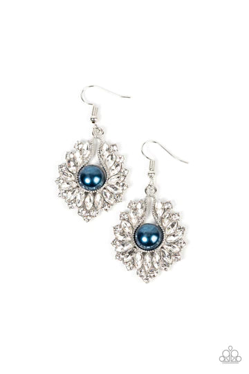 Crowns Required Blue Paparazzi Earrings