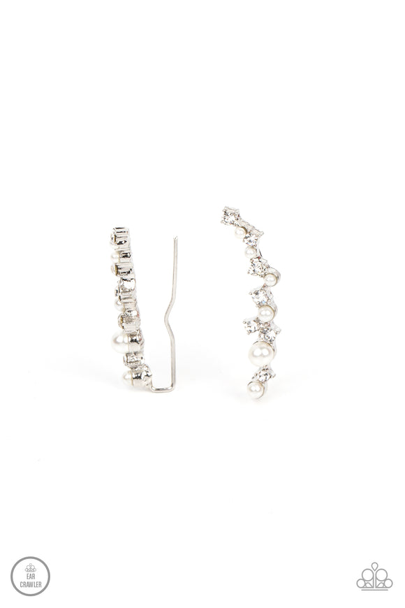 Couture Crawl - White Paparazzi Earrings