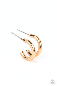 Small-Scale Shimmer - Gold Paparazzi Earrings All Eyes On U