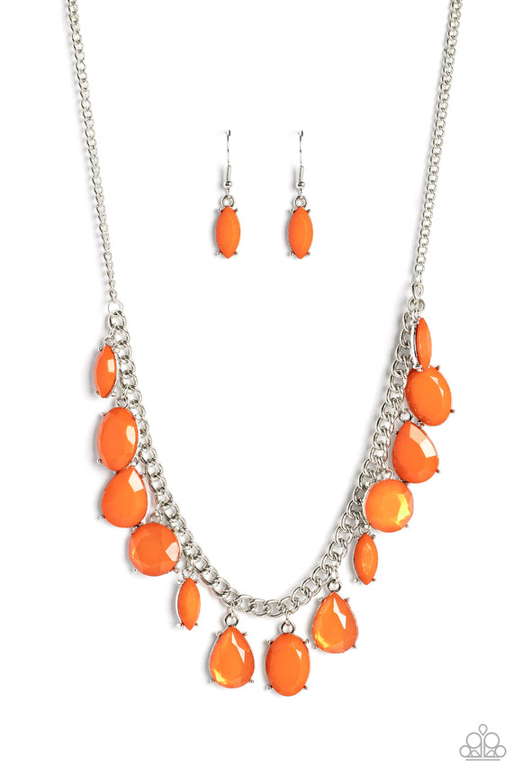 Fairytale Fortuity - Orange Paparazzi Necklace All Eyes On U Jewelry