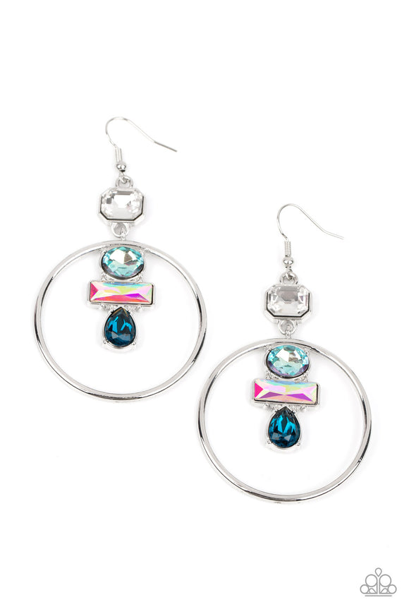 Geometric Glam - Blue Paparazzi Earrings All Eyes On U Jewelry