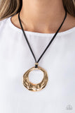 Tectonic Treasure - Gold Paparazzi Necklace All Eyes On U Jewelry
