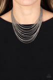 Cascading Chains - Silver Paparazzi Necklace All Eyes On U Jewelry